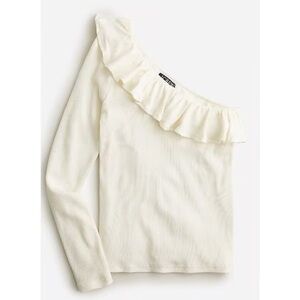 J. Crew One-Shoulder Ruffle Top in Cream